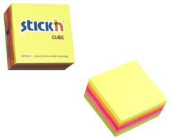 STICK N Öntapadó jegyzettömb STICK`N 76x76mm neon mix 400 lap - papiriroszerplaza