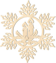  Fa karácsonyfadísz - Hópehely gyertyával 5db (kdisz-00027)