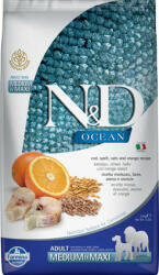 N&D Ocean tőkehal, tönköly, zab&narancs adult medium&maxi 2, 5kg (PND0250067)