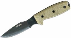 ONTARIO RAT-3 Caper Knife 3" Black Coated Blade, Micarta Handles, Leather Sheath ON8663 (ON8663)