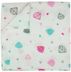 Mintás textil tetra pelenka 75x75 cm - fehér-rózsaszín (23856901000)
