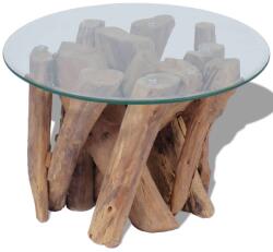 vidaXL Măsuță de cafea, 60 cm, lemn masiv de tec erodat (243473) Masa de cafea