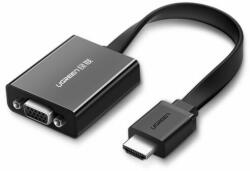 Ugreen HDMI to VGA adapter átalakító micro USB + audio 3.5mm mini jack csatlakozóval - Fekete (40248) (40248-ugreen)