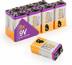 GP Batteries Baterii alcaline GP Extra Alkaline 9V, 6LR61, 6LF22 , folie 8 buc (GPPVA9VAX002)