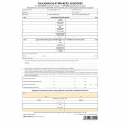  Tulajdonjog átruházási szerződés, személygépkocsi adásvételi 4lapos garnitúra A. REND. 3/2012 (MEN-OR-NYOMTAREND32012)