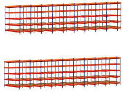 Fistar PROMOTIE - Pachet : 20x Raft 216x140x50 cm PROFESIONAL lăcuit cu 5 polite, portanta 2000 kg - ALBASTRU-PORTOCALIU Raft