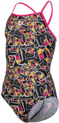 arena girls swimsuit lightdrop back allover freak rose/black/multi 5xs