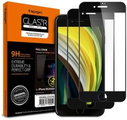 Spigen FC képernyővédő üveg 2db (2.5D, ujjlenyomatmentes, karcálló, 9H, ultravékony, 0.3mm, színkiemelés) FEKETE Apple iPhone 7 4.7, Apple iPhone 8 4.7, Apple iPhone SE 2 (2020), Apple iPhon (AGL01315)