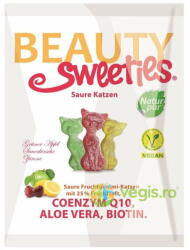 BeautySweeties Jeleuri Gumate Acrisoare Pisicute cu 25% Suc din Fructe, Coenzima Q10 si Biotina 125g