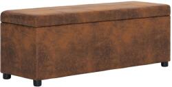 vidaXL Banchetă cu depozitare, maro, 116 cm, piele întoarsă ecologică (281315) - vidaxl