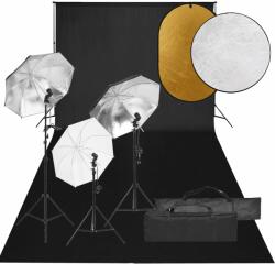 vidaXL Set studio foto cu lumini, fundal și reflector (3094719)
