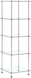 vidaXL Raft cu 5 niveluri transparent, 40x40x130 cm, sticlă securizată (249506) Biblioteca