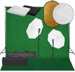 vidaXL Set studio foto cu lampă, fundal și reflector (3094635)