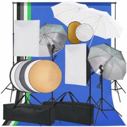 vidaXL Set studio foto cu lumini softbox, umbrele, fundal și reflector (3067105)