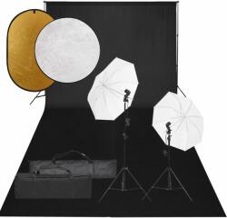 vidaXL Set studio foto cu lumină, fundal și reflector (3094658)