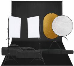 vidaXL Kit studio foto cu set de lumini, fundal și reflector (3094759)
