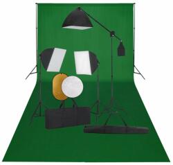 vidaXL Set studio foto cu lumini softbox, fundal și reflector (3067067)