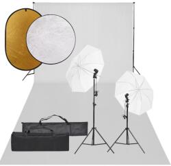 vidaXL Set studio foto cu set de lumini, fundal și reflector (3094665)