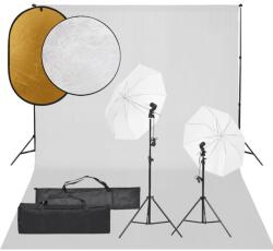 vidaXL Set studio foto cu set de lumini, fundal și reflector (3094662)