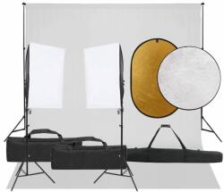 vidaXL Kit studio foto cu set de lumini, fundal și reflector (3094757)