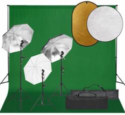 vidaXL Set studio foto cu lumină, fundal și reflector (3094718)