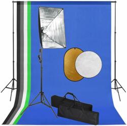 vidaXL Set studio foto cu lumini softbox, fundal și reflector (3067098)