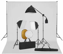 vidaXL Set studio foto cu lumini softbox, fundal și reflector (3067063)