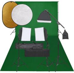 vidaXL Set studio foto cu set de lumini, fundal și reflector (3094694)