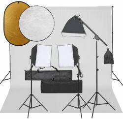vidaXL Set studio foto cu set de lumini, fundal și reflector (3094690)