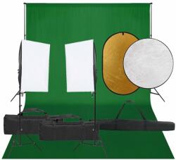 vidaXL Kit studio foto cu set de lumini, fundal și reflector (3094758)