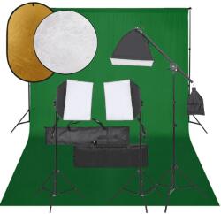 vidaXL Set studio foto cu set de lumini, fundal și reflector (3094691)