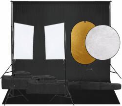 vidaXL Set studio foto cu lumină, fundal și reflector (3094756)