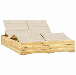 vidaXL Șezlong dublu cu perne crem, lemn de pin tratat (3065986)