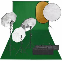 vidaXL Kit studio foto cu set de lumini, fundal și reflector (3094724)