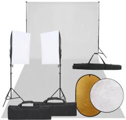 vidaXL Kit studio foto cu set de lumini, fundal și reflector (3094763)