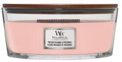 WoodWick Pressed Blooms & Patchouli lumânare parfumată cu fitil de lemn 453, 6 g