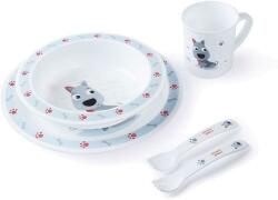 Canpol babies Set de prânz din plastic cu tacâmuri Cute Animals câine (AGS4-401_BLU) Set pentru masa bebelusi