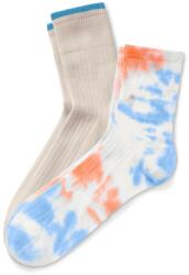 Tchibo 2 pár női zokni szettben, batikolt/bézs 1x fehér-kék-narancssárga színű batikolt hatás, 1x bézs 35-38