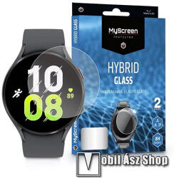 MYSCREEN Protector Hybrid Glass okosóra flexibilis üveg képernyővédő - ÁTLÁTSZÓ - 2 db, 8H, A képernyő sík részét védi - SAMSUNG Galaxy Watch5 44mm (SM-R915F)