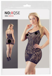 NO: XQSE - tigriscsíkos, áttetsző ruha tangával - fekete (S-L) - erotikashow