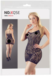 NO: XQSE - tigriscsíkos, áttetsző ruha tangával - fekete (S-L) - sexshopcenter