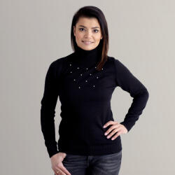 Willsoor Női garbó pulóver a fekete val vel dekoráció 10517
