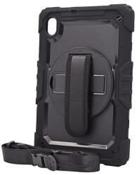Gigapack Defender műanyag telefonvédő (közepesen ütésálló, kitámasztó, 360°-ban forgatható + kézpánt, vállpánt) FEKETE Lenovo Tab M10 HD (TB-X306F) (GP-108804)
