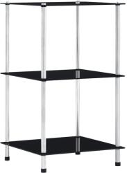 vidaXL Raft cu 3 niveluri, negru, 40 x 40 x 67 cm, sticlă securizată (249509) Biblioteca
