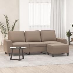 vidaXL Canapea cu 3 locuri și taburet, gri taupe, 180 cm, microfibră (3153533) Canapea