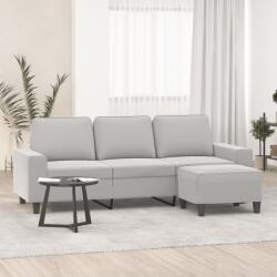 vidaXL Canapea cu 3 locuri și taburet, gri închis, 180 cm, microfibră (3153534) Canapea