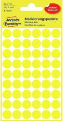 Avery Etikett címke, o12mm, jelölésre, 54 címke/ív, 5 ív/doboz, Avery sárga (AV3144) - pencart