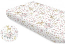  Baby Shop pamut, gumis lepedő 60*120 cm - rozsaszin őzike