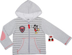 DISNEY Szürke csíkos kapucnis pulóver Mickey Mouse Méret: 96