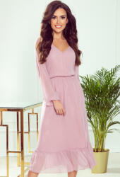 Numoco Világos rózsaszín elegáns midi ruha EVELI 304-1 Méret: L